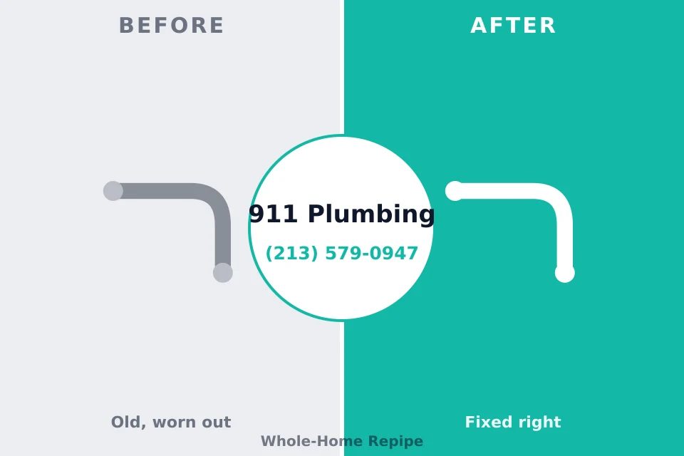 Before and after: plumbing repair Lenape Heights, PA